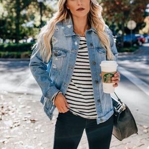 Distressed jean jacket - denim jacket